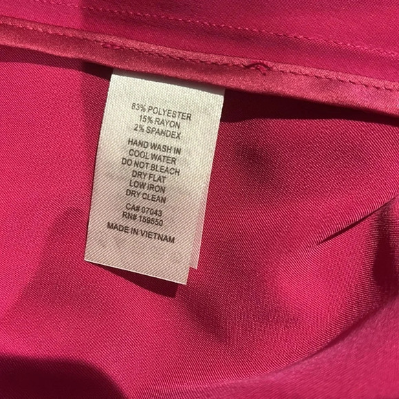 RACHEL ZOE Elegant Fuchsia Pink Open Front 3/4  RushGathered Sleeve Blazer Sz L - Picture 6 of 15